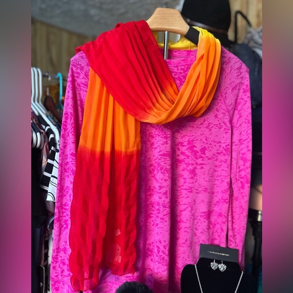 Howard’s Accessories - NWT Lux Pleated Fuscia Orange Yellow Soft Scarf Wrap​​
